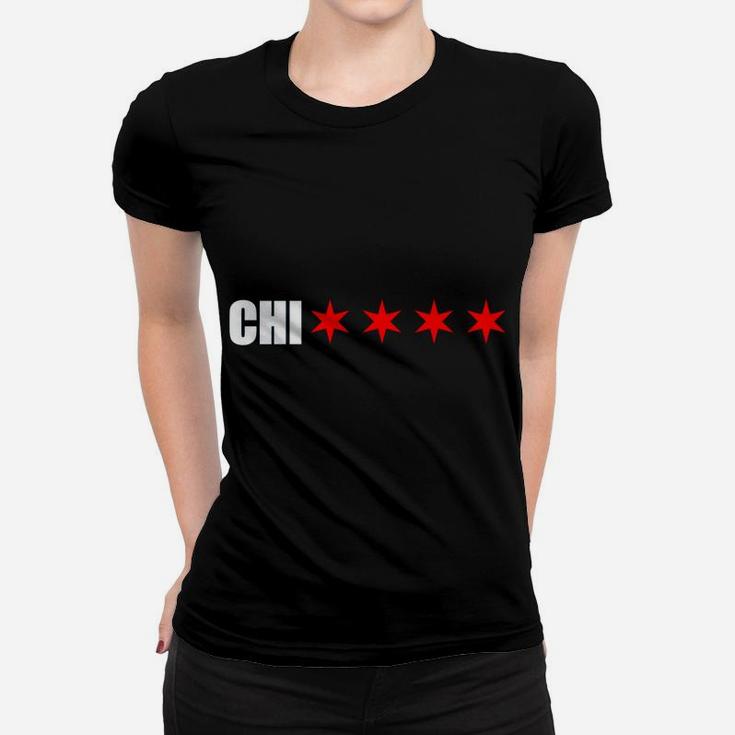 Chicago Chi With 4 Red 6 Corner Stars Of The Chicago Flag Sweatshirt Women T-shirt
