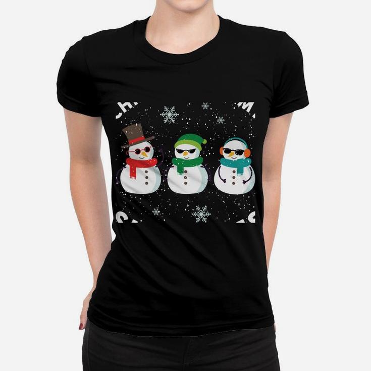 Chillin With My Snowmies Cute Snowman Ugly Christmas Sweater Sweatshirt Women T-shirt