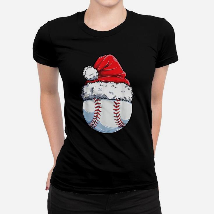 Christmas Baseball Ball Santa Hat Funny Sport Xmas Boys Men Women T-shirt