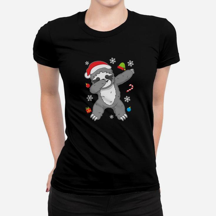 Christmas Funny Sloth Dab Dance Dancing Gift Women T-shirt