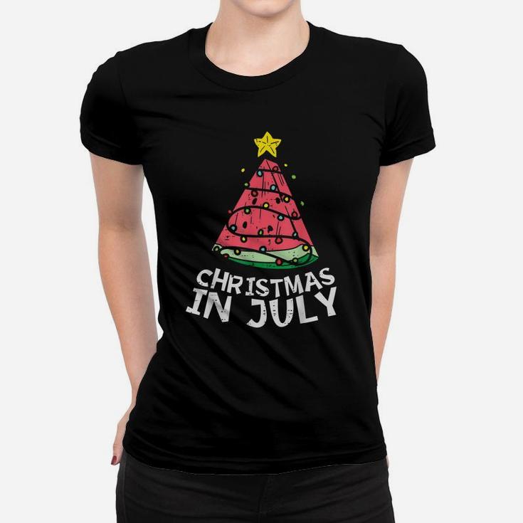 Christmas In July Watermelon Xmas Tree Summer Men Women Kids Women T-shirt