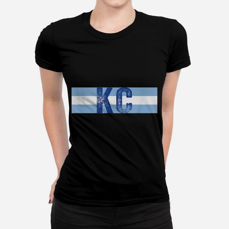 Cool Kc Royal Blue Kansas City Vintage Kc Baseball Stripes Women T-shirt
