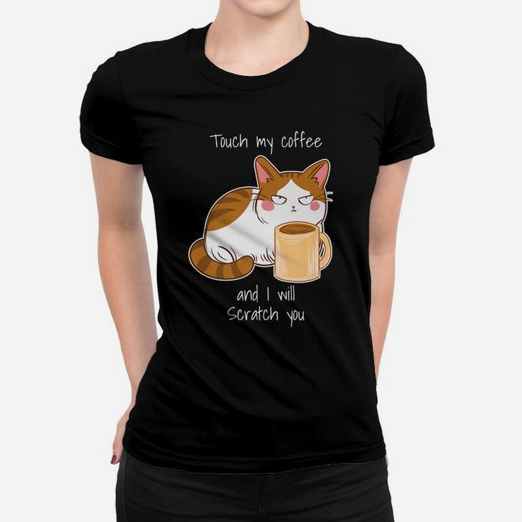 Cute Angry Cat Coffee Monday Caffeine Women T-shirt