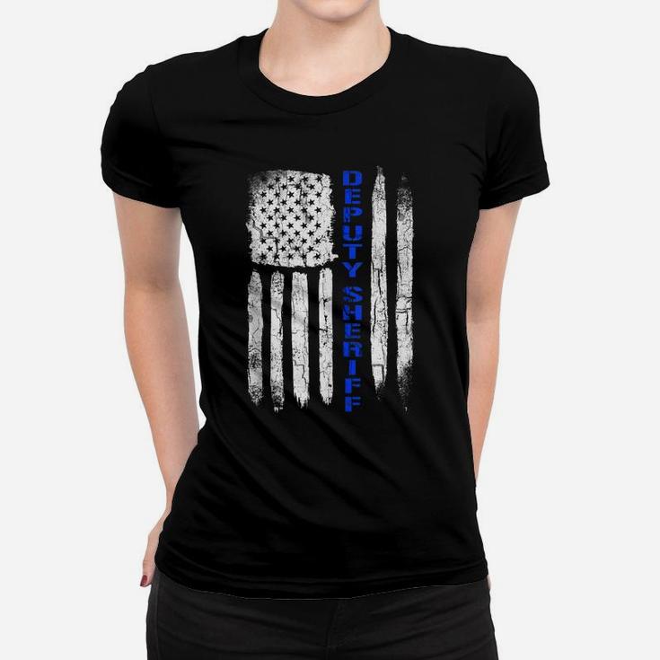 Deputy Sheriff Shirts For Men Thin Blue Line American Flag Women T-shirt