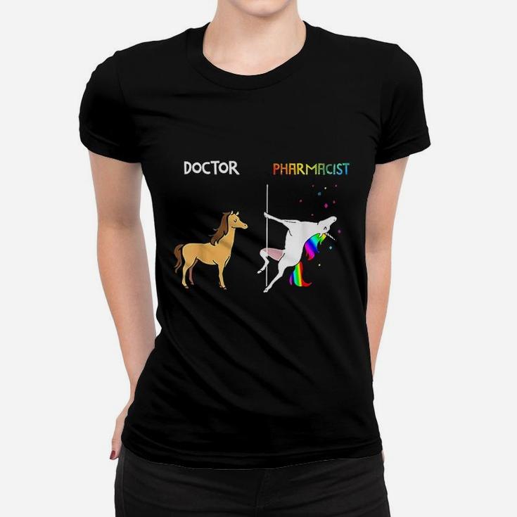 Doctor Vs Pharmacist Unicorn Dancing Nurse Day Women T-shirt