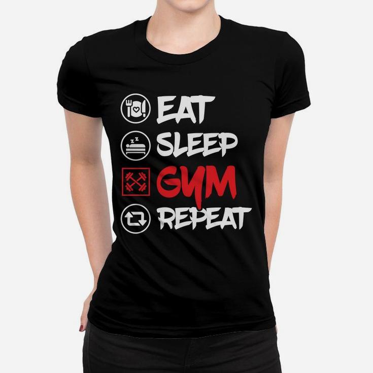 Eat Sleep Gym Repeat Daily Fitness Schedule Ladies Tee