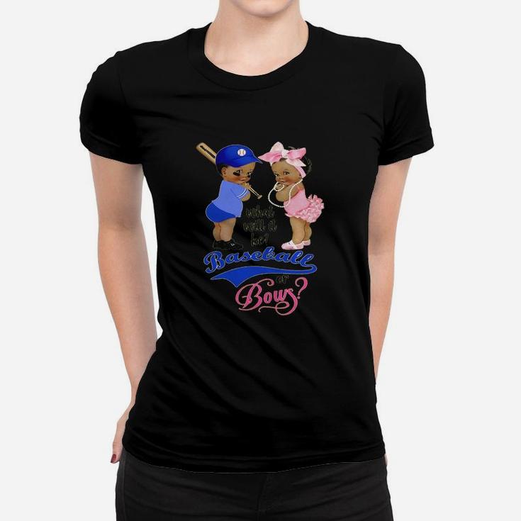 Ethnic Baseball Or Bows Gender Reveal Party T-shirt Women T-shirt