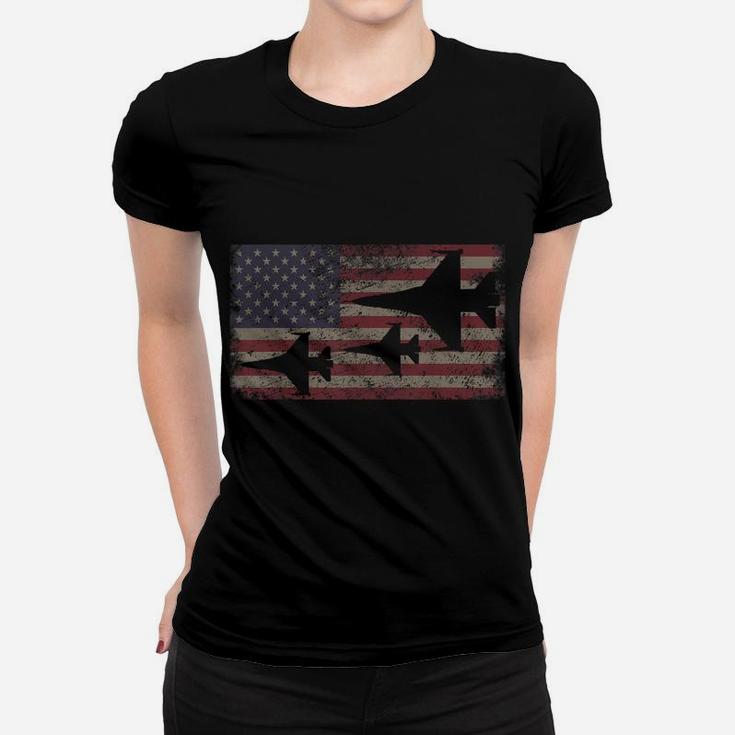 F16 Fighter Jet Plane Usa Flag Patriot Gift Women T-shirt
