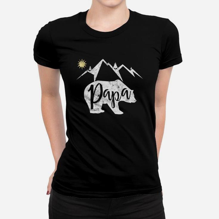 Fathers Day Papa Bear Mountain Hiking Camping Gift Tee Women T-shirt