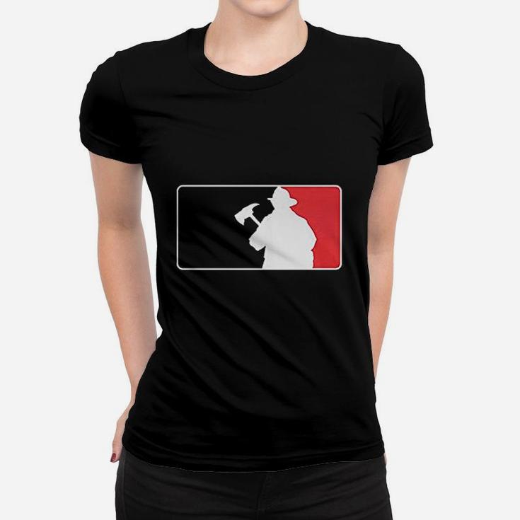 Firefighter Baseball Emblem Fire Fighter Flag Women T-shirt