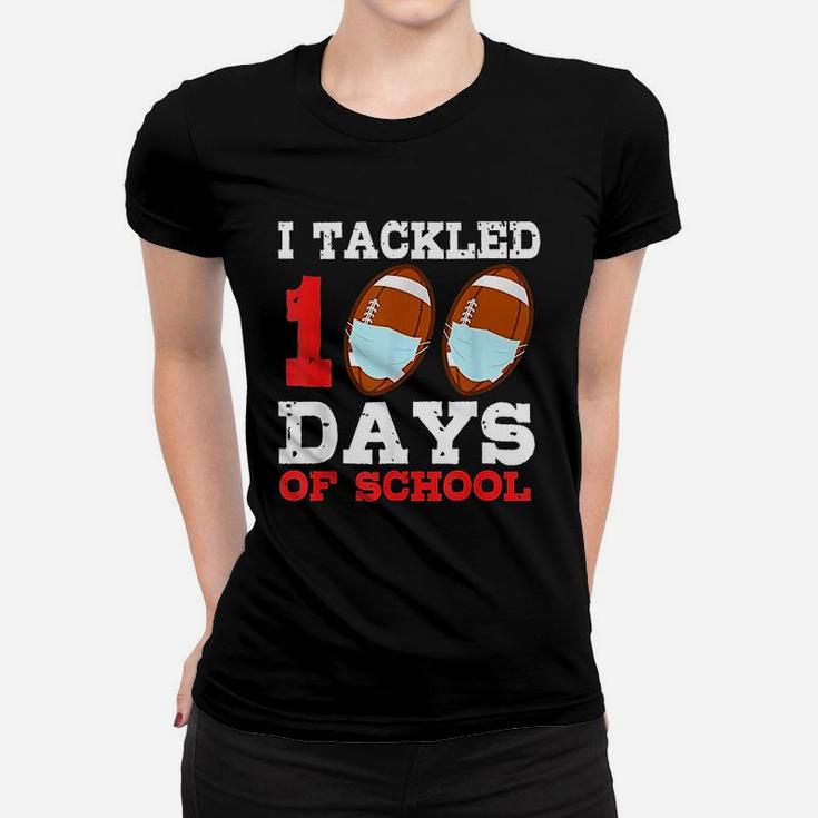 Football Funny 100 Days Of School Teacher Boy Gift Women T-shirt