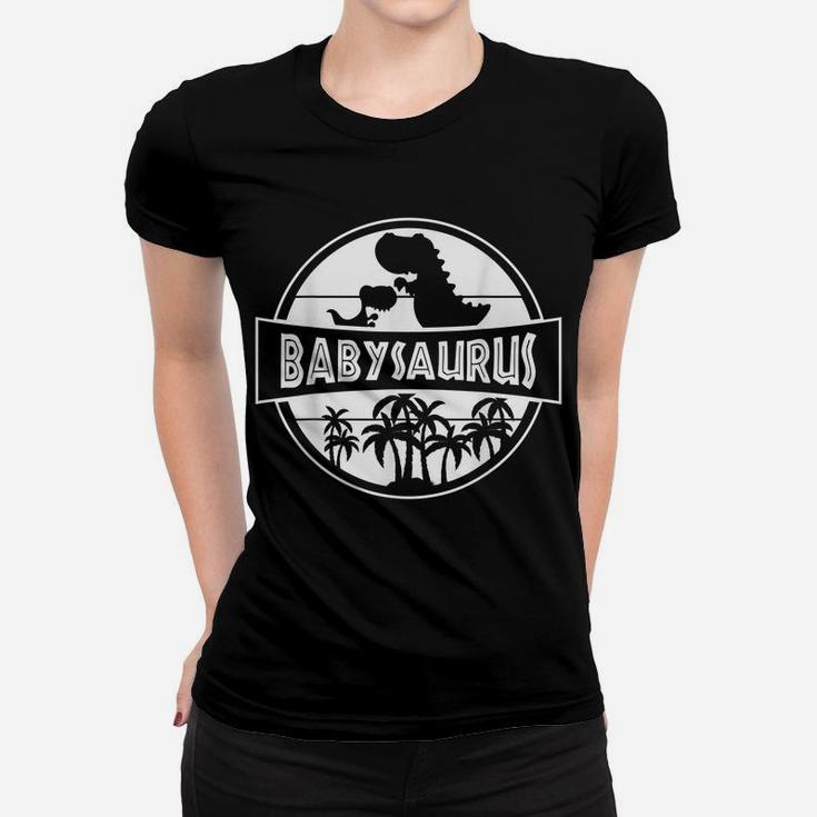 Fun Cute Babysaurus With Parent And Retro Vintage For Baby Women T-shirt