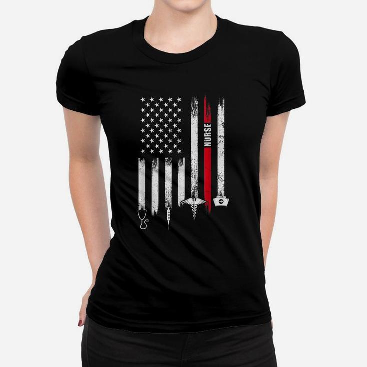 Funny American Flag Nurse Day Gift Idea Women T-shirt