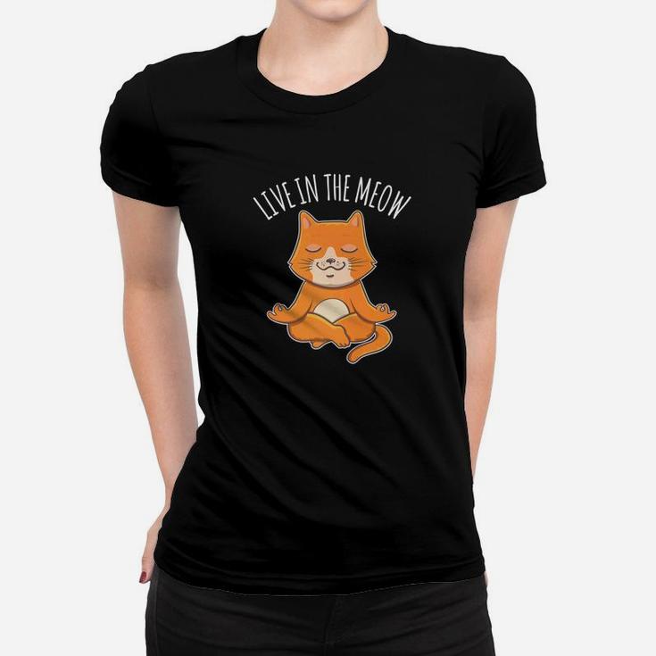 Funny Cat Yoga Feline Positive Thinking Mindfulness Women T-shirt