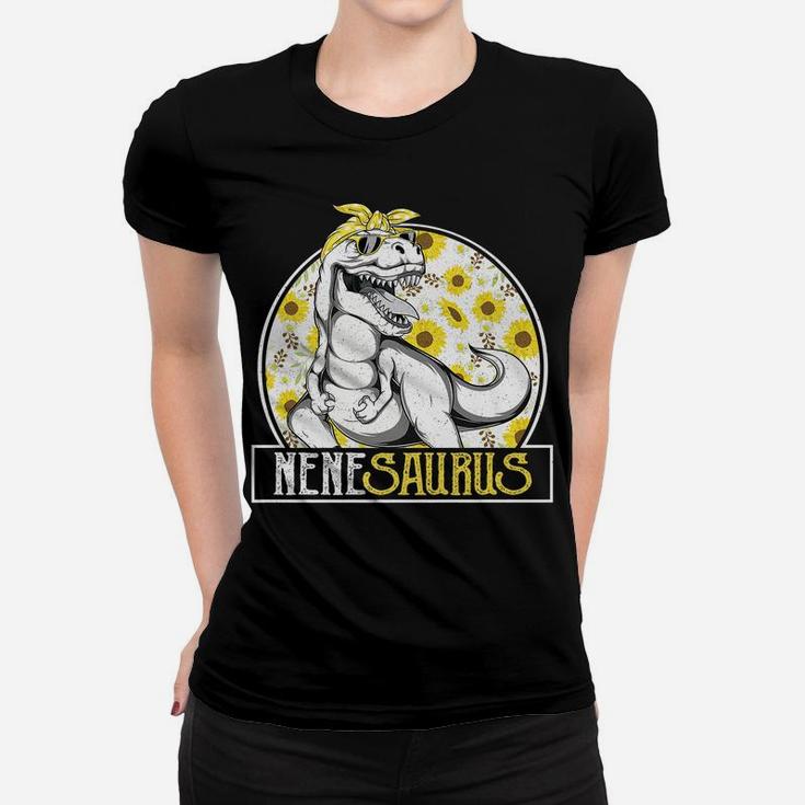 Funny Nene Saurus Sunflower T Shirt, Dinosaur Grandma T Rex Women T-shirt