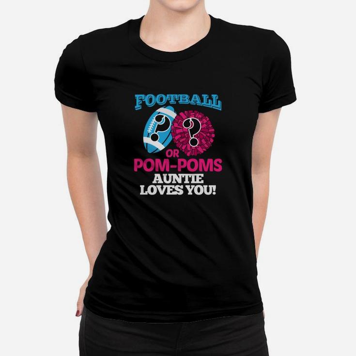 Gender Reveal For Auntie Football Cheerleader Women T-shirt