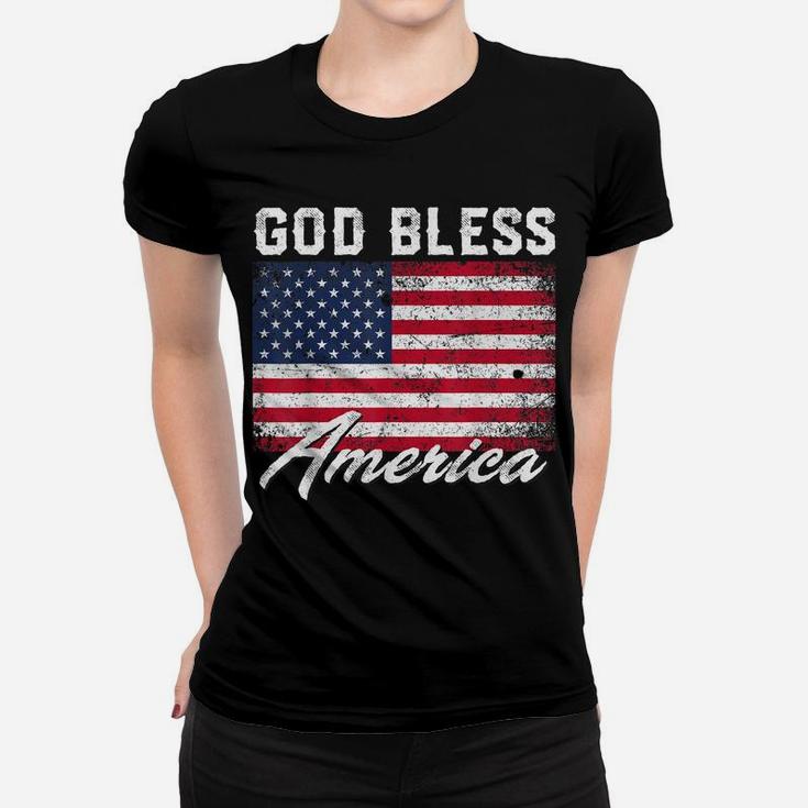 God Bless America Usa Flag 4Th Of July Patriotic Women T-shirt