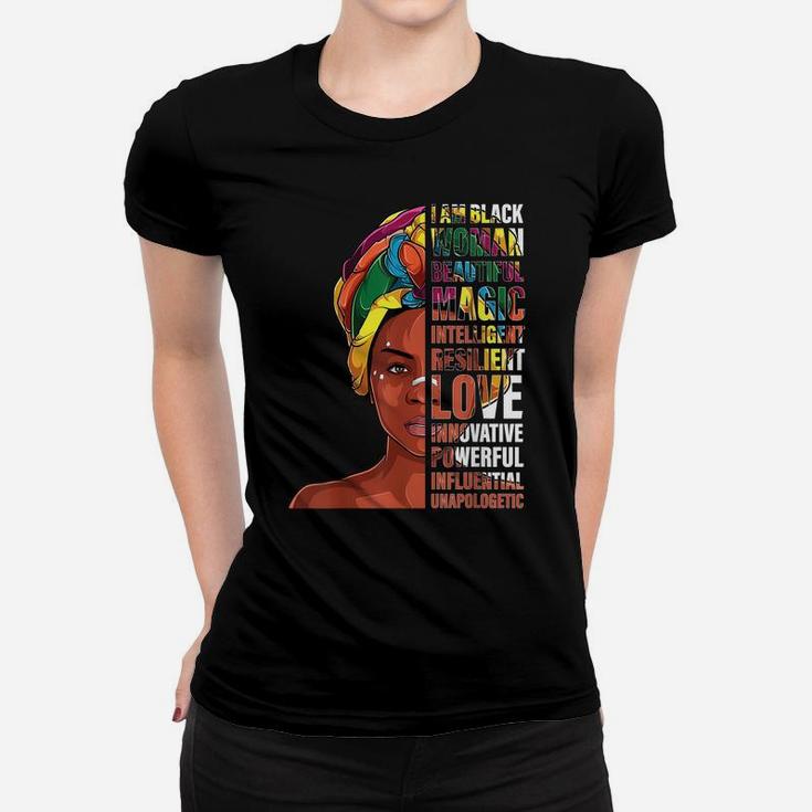 I Am Black Woman Afro African Woman - Black History Month Women T-shirt