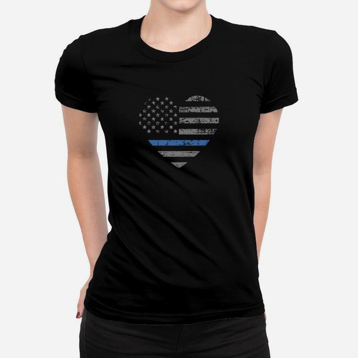 I Support The Thin Blue Line Heart Flag Sweatshirt Women T-shirt