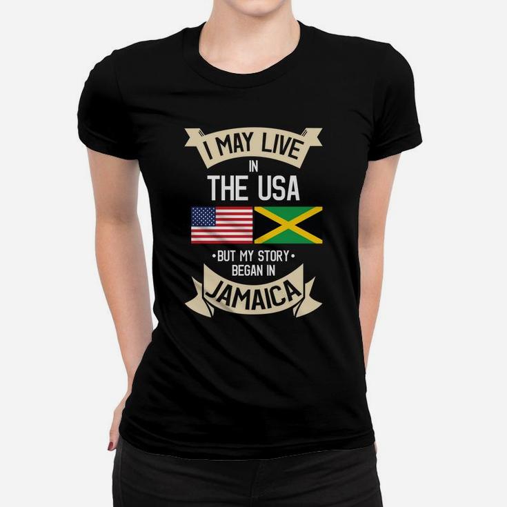 Jamaica American Flag Usa Jamaican Roots Gifts Sweatshirt Women T-shirt