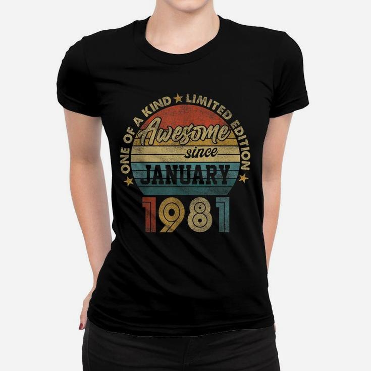January 1981 Vintage 40 Years Old Retro 40Th Birthday Gift Women T-shirt