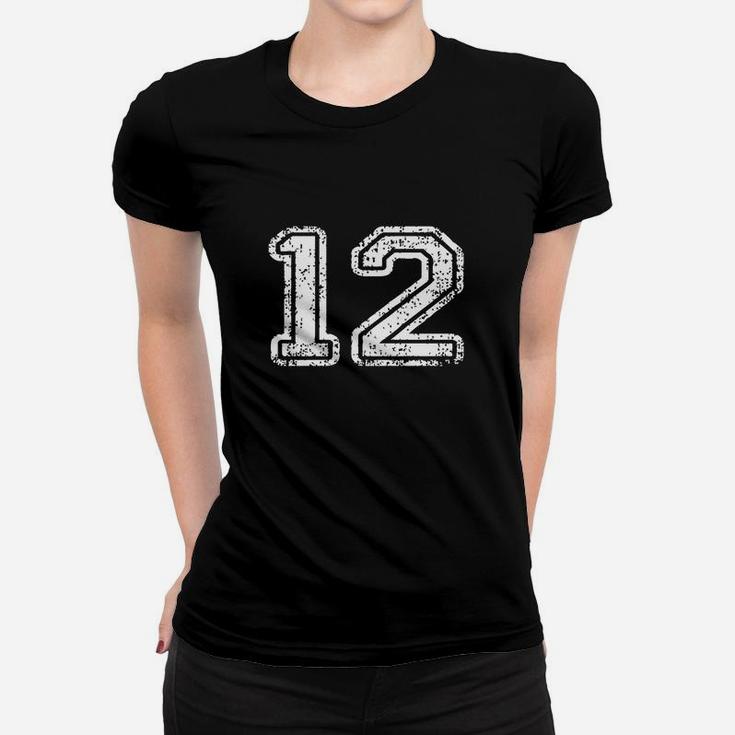 Jersey Number 12 Twelve T-shirt Football Number Sports Women T-shirt