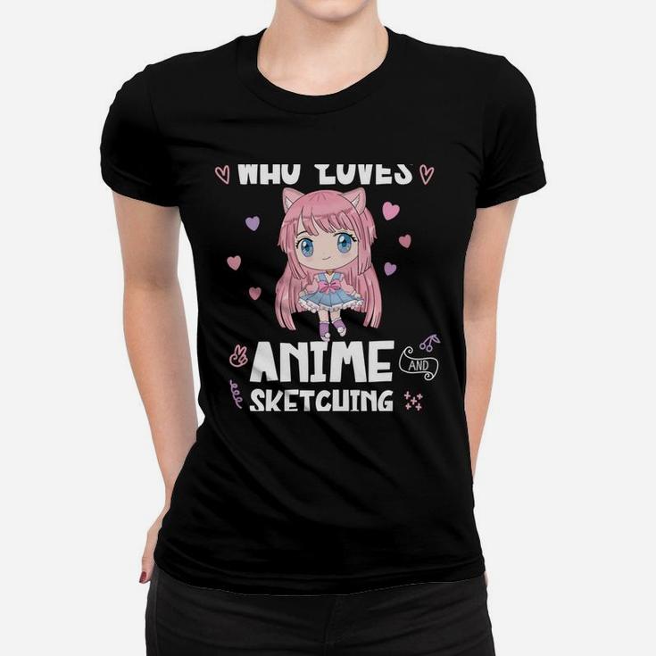 Just A Girl Who Loves Anime And Sketching Cute Kawaii Shirt Women T-shirt