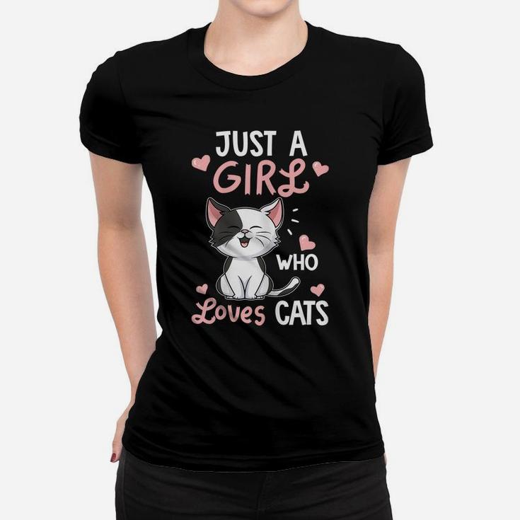 Just A Girl Who Loves Cats Tshirt Cute Cat Lover Gifts Women T-shirt
