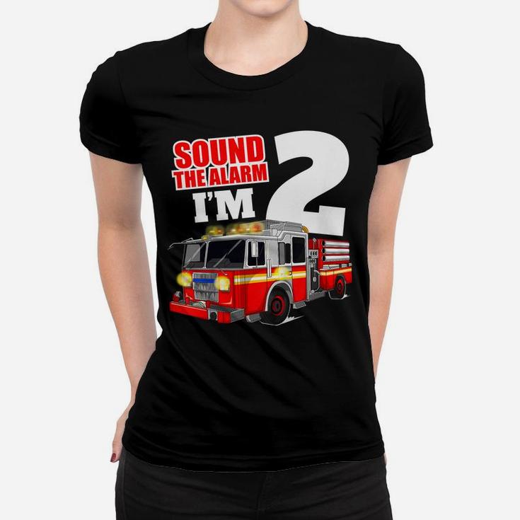 Kids Fire Truck 2Nd Birthday T Shirt 2 Boy Toddler Firefighter Women T-shirt