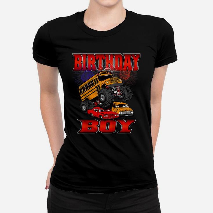 Kids Monster Trucks Birthday Boy Monster Trucks For Boys Women T-shirt