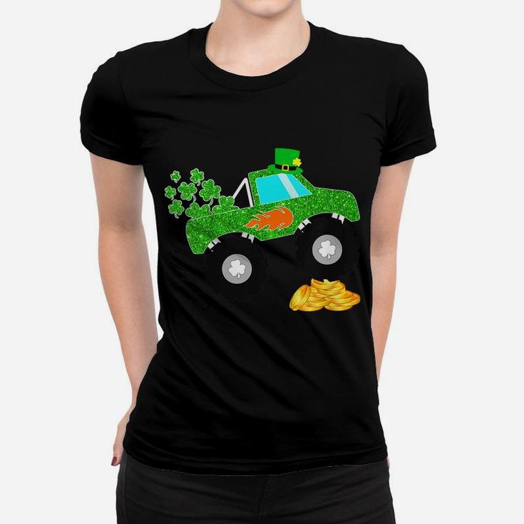 Kids Saint Patricks Day Gift For Monster Truck Lover Boy Shamrock Women T-shirt