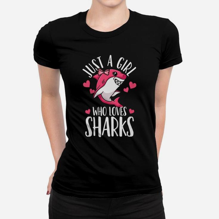 Kids Shark Just A Girl Who Loves Sharks Funny Shark Lover Gift Women T-shirt