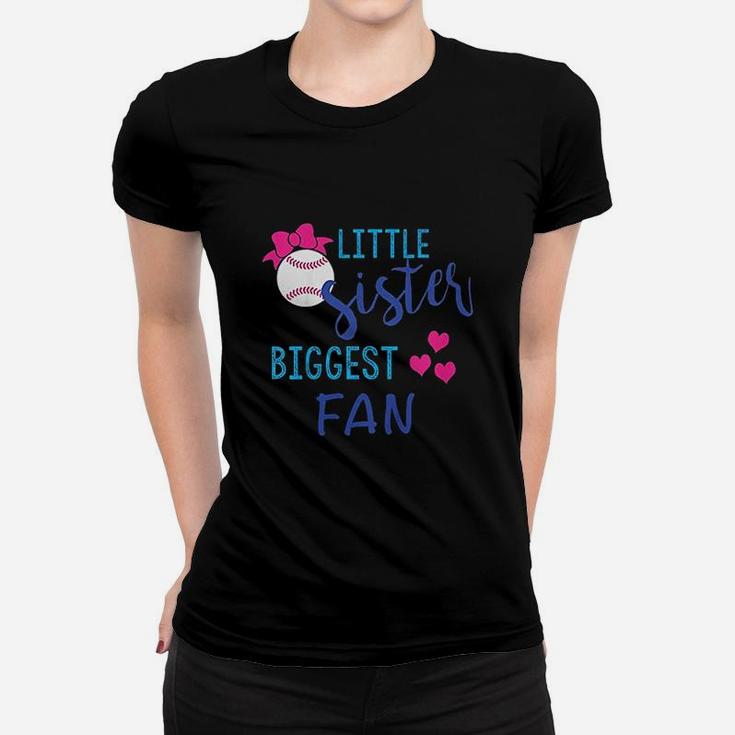 Kids Sweet Little Sister Biggest Fan Baseball Women T-shirt