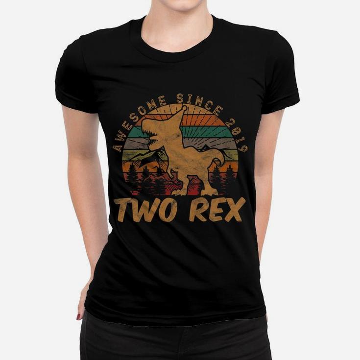 Kids Two Rex 2Nd Birthday Gifts Second Dinosaur 2 Year Old Women T-shirt