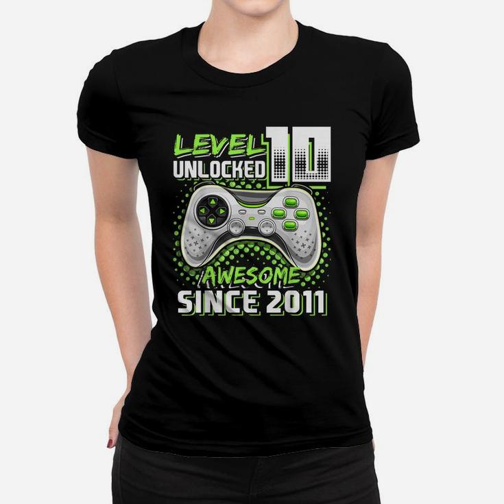 Level 10 Unlocked Awesome 2011 Video Game 10Th Birthday Gift Women T-shirt