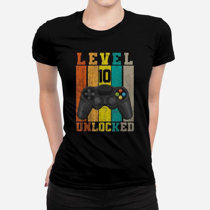Level 10 Unlocked Retro Vintage Video Game 10Th Birthday Boy Women T-shirt