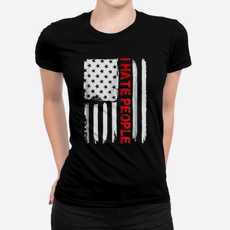 Love America I Hate People T Shirt Funny Usa Flag Gift Tee Women T-shirt