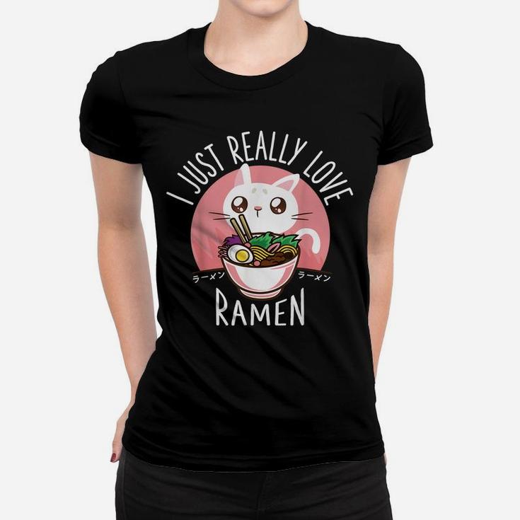 Love Ramen Japanese Noodles  Kawaii Anime Cat Gifts Women T-shirt