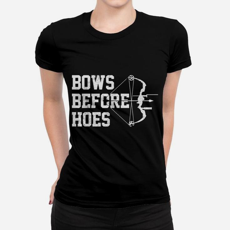 Mens Bows Before Hoes Archery Bow Hunting Funny Archer Gift Women T-shirt