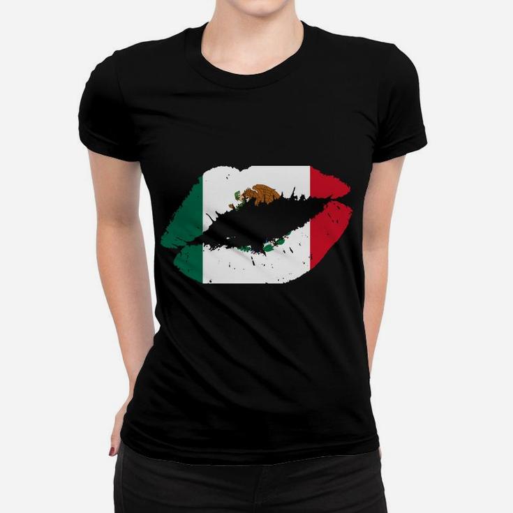 Mexico Lips Kiss Mexican Flag Pride Mexicana Gift Girls Women T-shirt
