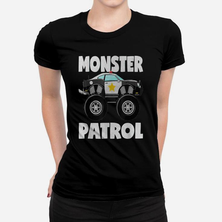 Monster Patrol Vintage Police Cop Car Monster Trucks Women T-shirt