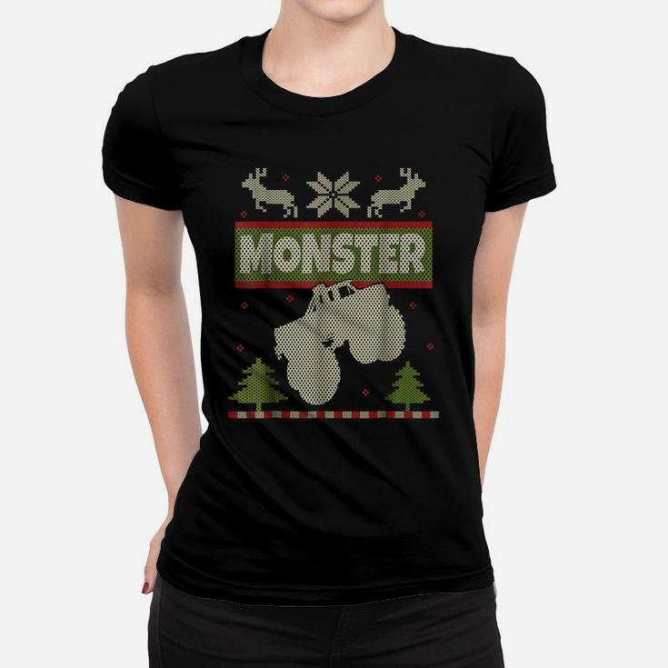 Monster Truck Ugly Christmas Sweater Shirt Big Cars Xmas Tee Women T-shirt
