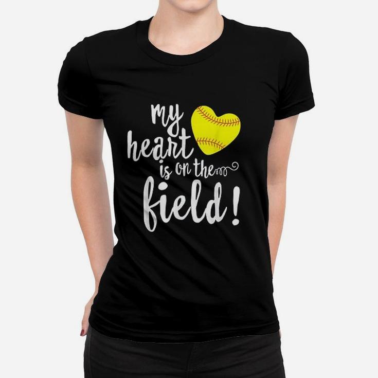 My Heart Is On That Field Baseball Mother Day Women T-shirt