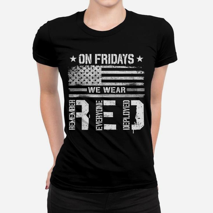 On Friday We Wear Red American Flag Military Supportive Women T-shirt