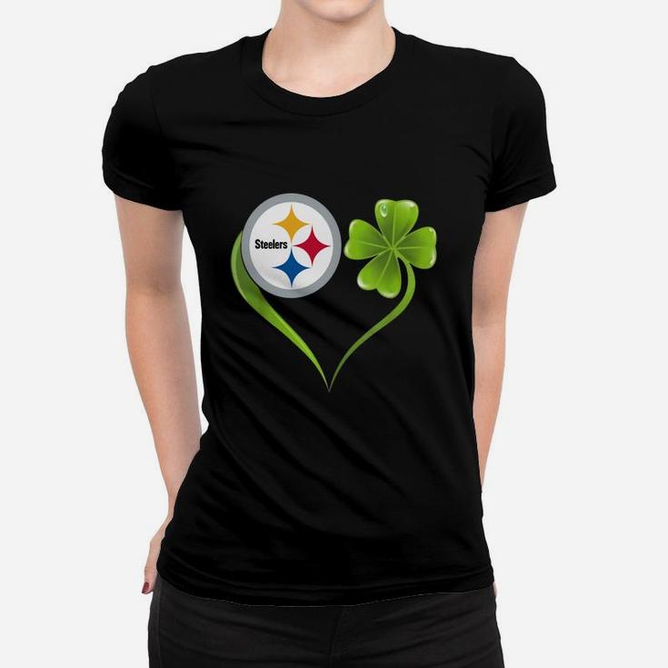 Patrick Day Shamrock Heart Football Team Pittsburgh-steeler Shirt Women T-shirt