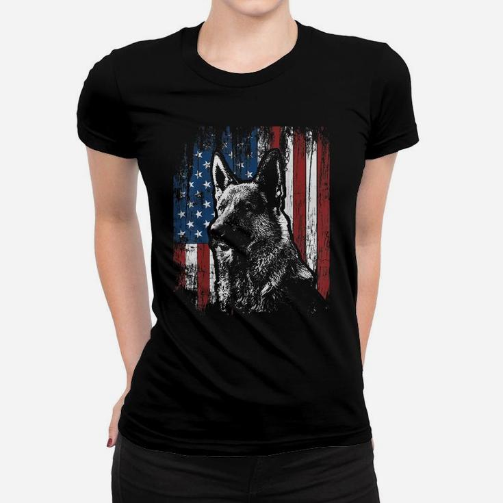 Patriotic German Shepherd American Flag Shirt Dog Gifts Women T-shirt