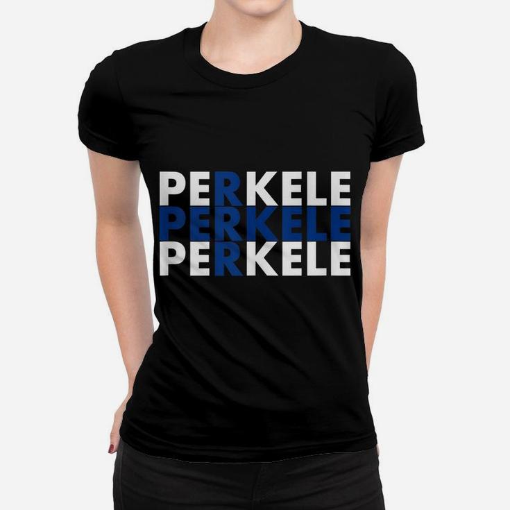 Perkele Finland Flag Finish Suomi Funny Devil Women T-shirt