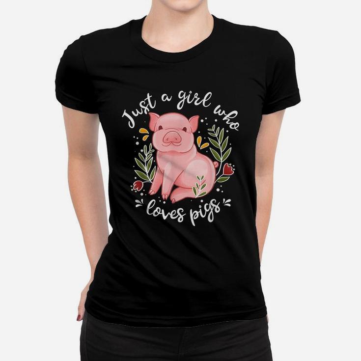 Pig Shirt Just Girl Who Loves Pigs Shirt Pig Lovers Gift Women T-shirt