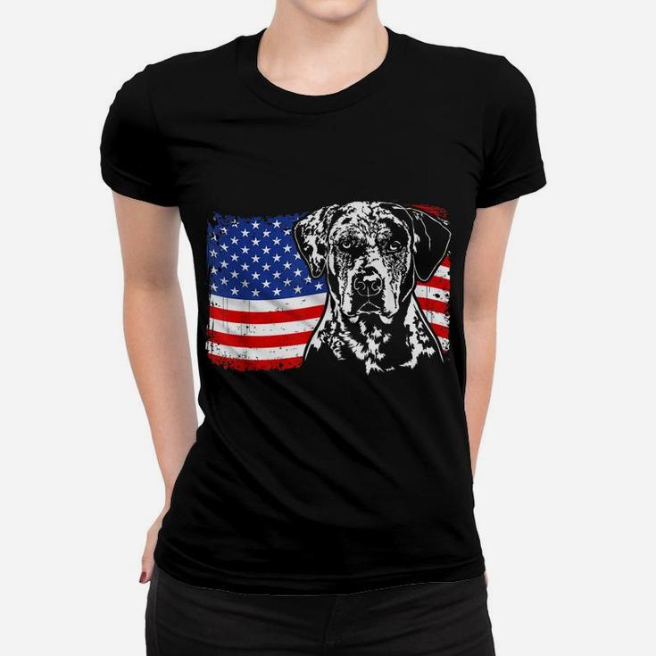 Proud Catahoula Leopard Dog American Flag Patriotic Dog Gift Women T-shirt