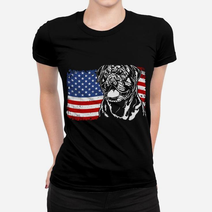 Proud French Mastiff American Flag Patriotic Dog Gift Women T-shirt